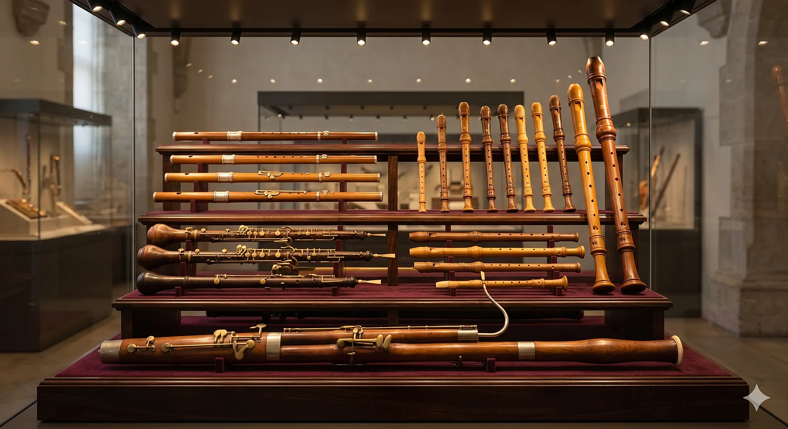 Historical flute in a display case