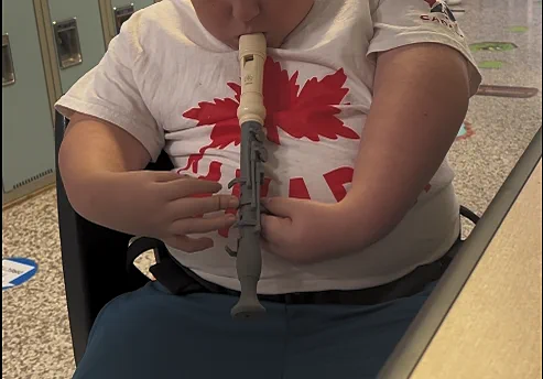 The adapted recorder being played